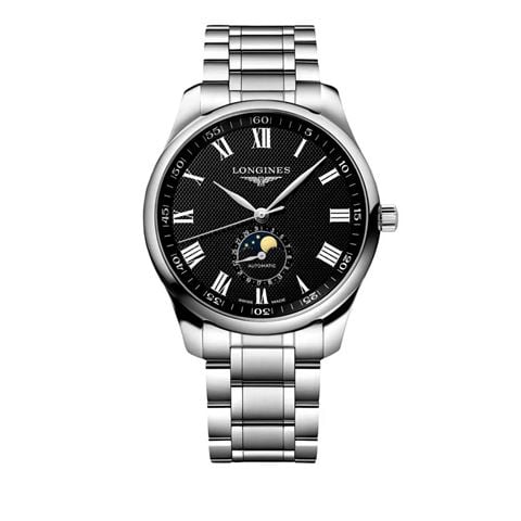 Longines - Master Auto Watch. Moonphase S.S Black Barleycorn Dial 42mm L29194516