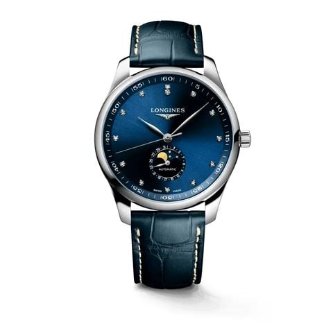 Longines - Master Auto. Watch w/Moon Phase Blue Dial & Diamonds 42mm L29194970