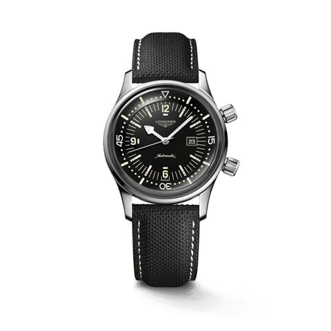 Longines - Legend Diver Auto. Watch S.S w/Black Dial/Leather Strap 36mm L3374450