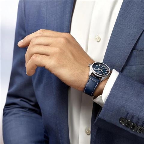 Longines - Spirit Auto Watch S.Steel w/Blue Sunray Dial XL Strap 40mm L38104933