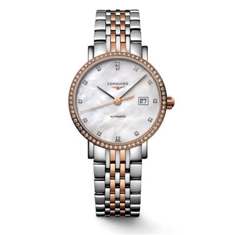 Longines - Elegant Auto. Watch 18k Rose Gold w/Diamonds & M.O.P 29.mm L43105887