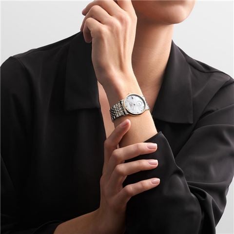 Longines - Elegant S.Steel & Rose Gold-Plate Auto Watch w/Diamonds 34.50mm