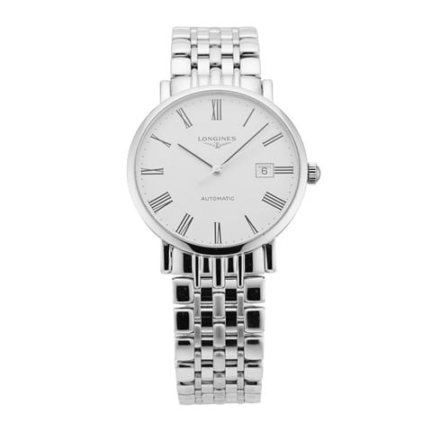 Longines - Elegant S.Steel Auto Watch w/White Matt Dial Roman Numerals 39.00mm