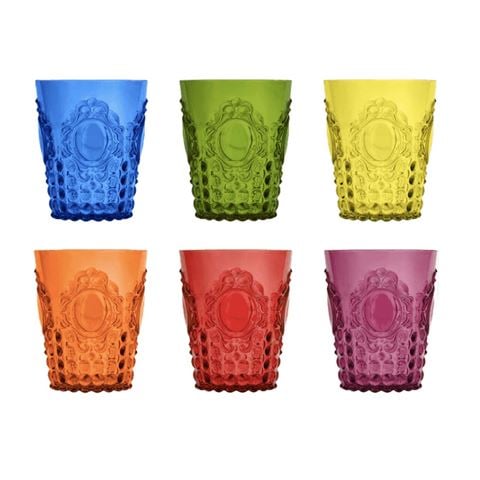 Baci Milano - Baroque & Rock Anniversary Assorted Water Glass Set 6pce