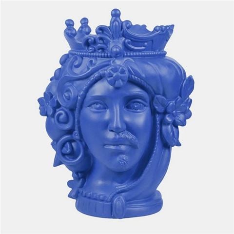 Baci Milano Teste Matte Double Head Vase Blue Large 38cm - Peter's of Kensington