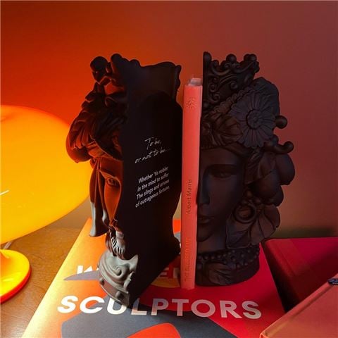 Baci Milano - Test Matte Double Head Bookends Black 25cm