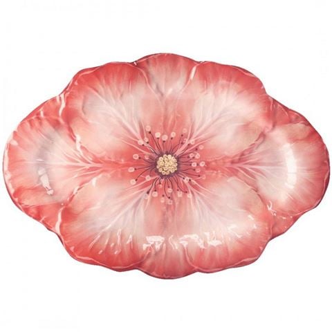 Baci Milano Botanica Oval Serving Plate Coral 50x35cm - Peter's of Kensington