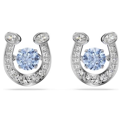 Swarovski Jewellery - Symbolica Horseshoe Stud Earrings w/Blue Dancing Stone Rhodium Plate