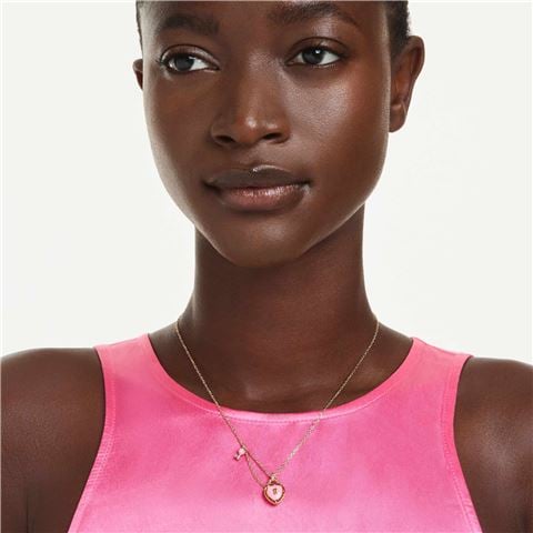 Swarovski Jewellery - Idyllia Heart & Key Pendant Pink Gold-Tone Plated