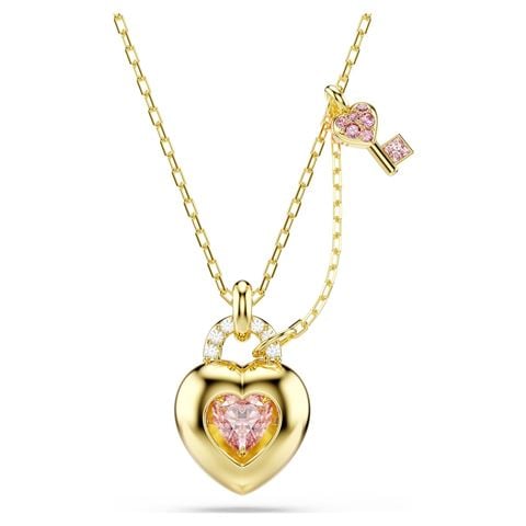 Swarovski Jewellery - Idyllia Heart & Key Pendant Pink Gold-Tone Plated