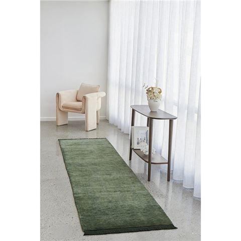 Conscious Loom Rugs - Kinship Runner Forest Green 400x80cm