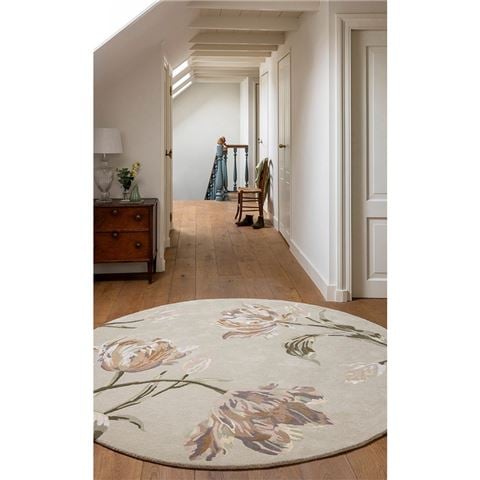 Laura Ashley Rugs - Gosford Round Rug Natural/Sage Green 150x150cm