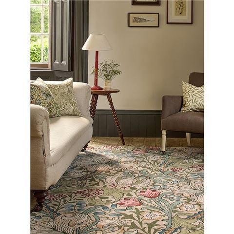 Morris & Co - Golden Lily Rug Green/Red 280x200cm