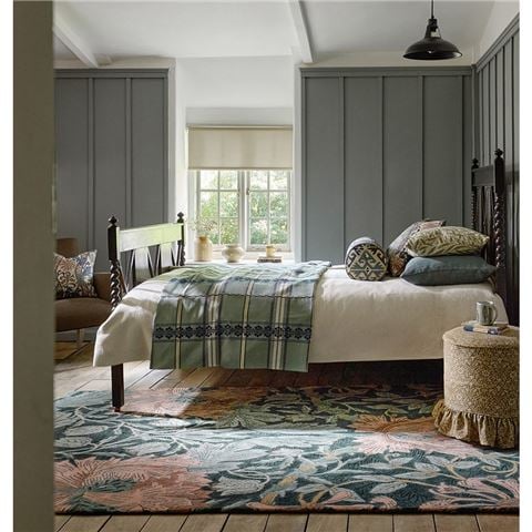 Morris & Co Honeysuckle & Tulip Rug Teal 280x200cm - Peter's of Kensington