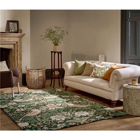 Morris & Co Strawberry Thief Rug Forest 200x140cm - Peter's of Kensington