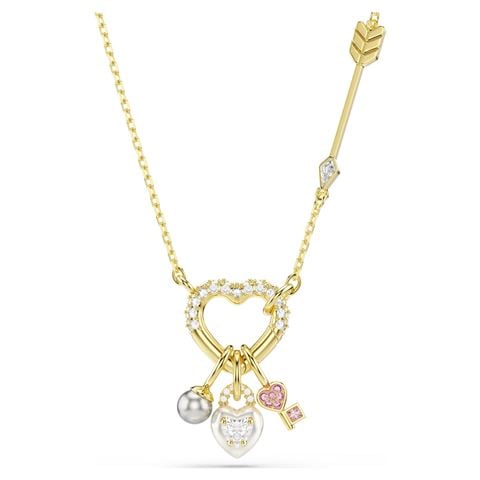 Swarovski Jewellery - Idyllia Heart Pendant w/Key & Charms Pink Gold-Tone Plated