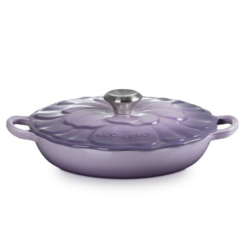 Le Creuset Signature Petal Shallow Casserole Bluebell Purple 26cm/2.2L - Peter's of Kensington