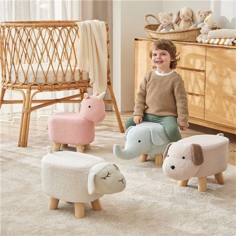 Jiggle & Giggle - Elephant Bouclé Kids Stool