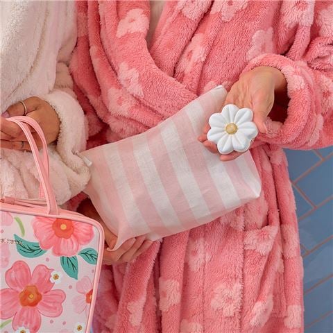 A.Trends - Pink Stripe Linen Cosmetic Bag Large