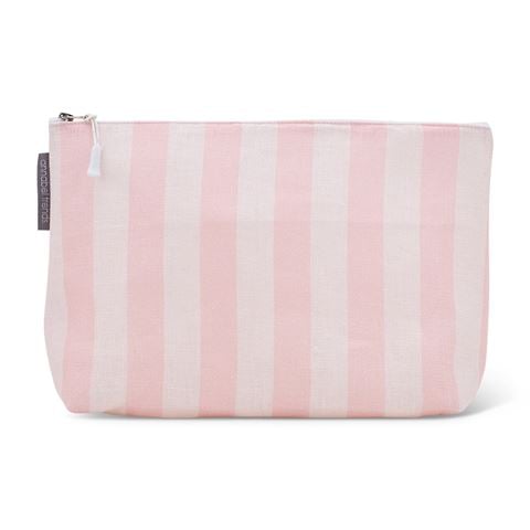 A.Trends - Pink Stripe Linen Cosmetic Bag Large