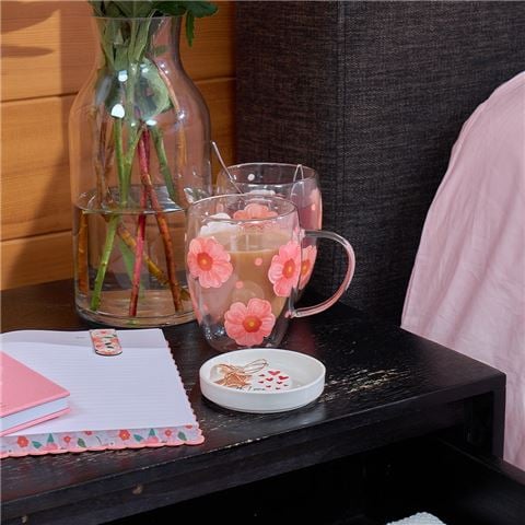 A.Trends - Meadow Blush Double Wall Glass Mug 350ml