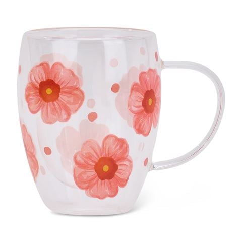 A.Trends - Meadow Blush Double Wall Glass Mug 350ml