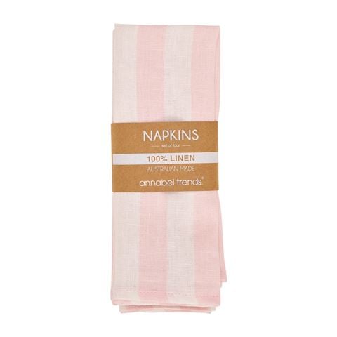 A.Trends - Pink Stripe Linen Napkin Set 4pce