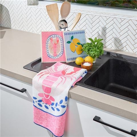A.Trends - Lobster Microfibre Waffle Tea Towel