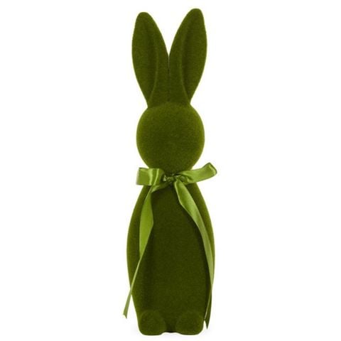 Easter - Flocked Rabbit With Bow Moss Large