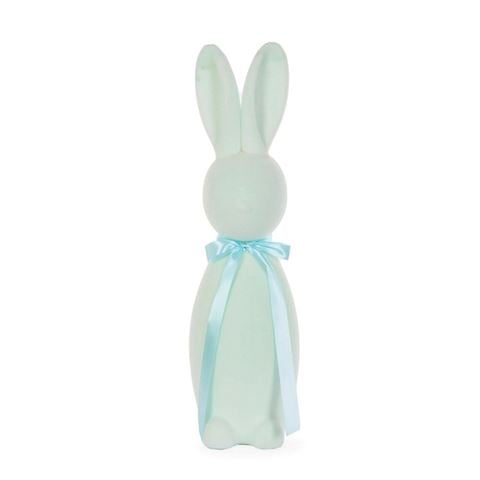 Easter - Flocked Rabbit With Bow Aqua Extra Large