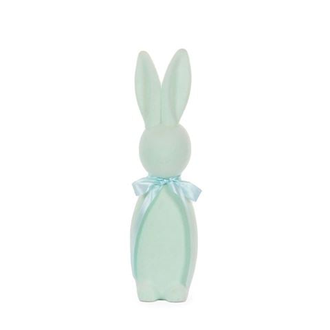 Easter - Flocked Rabbit With Bow Aqua Large