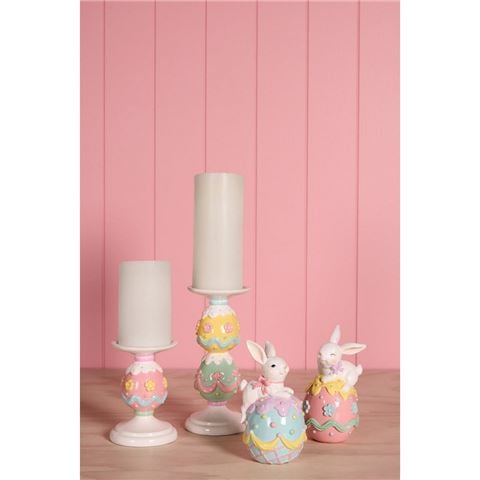 Easter - Pastel Piped Egg Candle Holder 14cm
