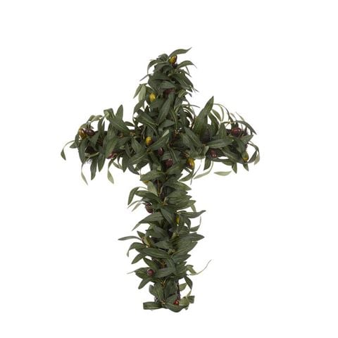 Easter - Luxe Olive Foliage Cross Large