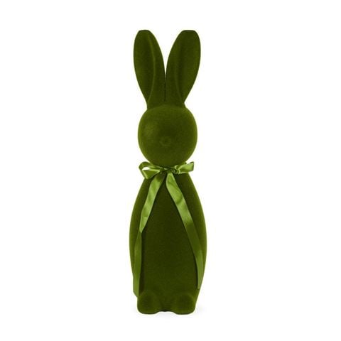 Easter - Flocked Rabbit With Bow Moss Extra Large