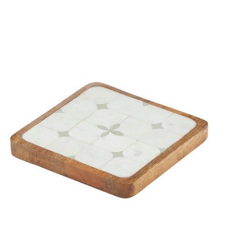 Coast To Coast - Laurel Marble/Wood Trivet 20cm