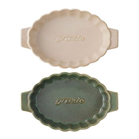 Assemble Toscana Ceramic Baker Set Green/Ivory 23x14x5cm 2pce - Peter's of Kensington
