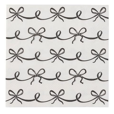 Coast To Coast - Bows 3Ply Napkin Set Black/Ivory  33x33cm 20pce