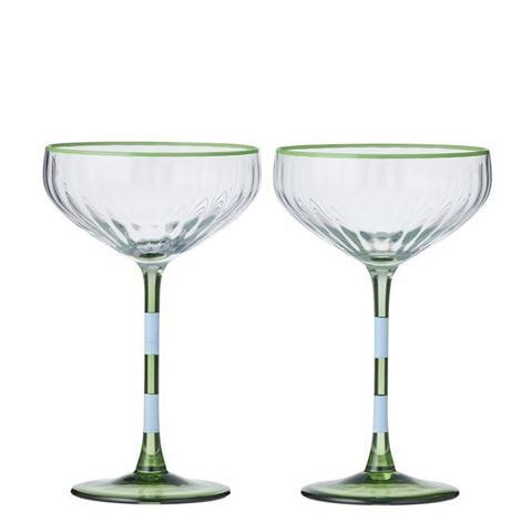 Coast To Coast - Lena Ribbed Glass Coupe Set 2pce