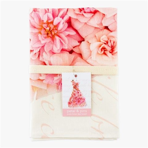 Petal & Pins - Cecile Brunner Rose Design Tea Towel