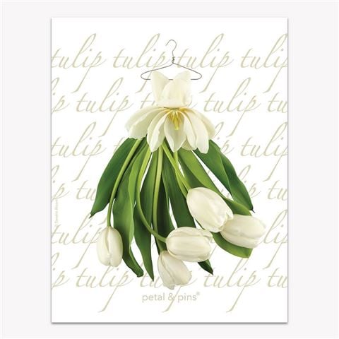 Petal & Pins - White Tulip Dress Design Tea Towel
