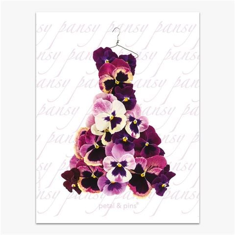 Petal & Pins - Pink & Purple Pansy Design Dress Tea Towel