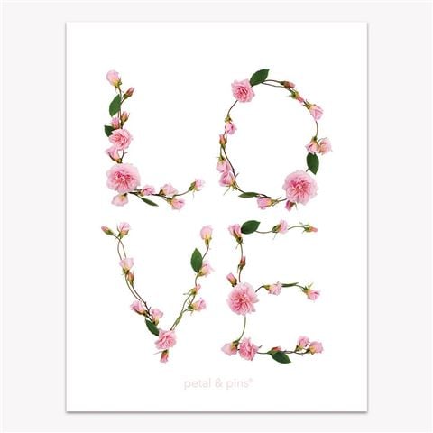 Petal & Pins - Pink Rosebud Love Design Tea Towel