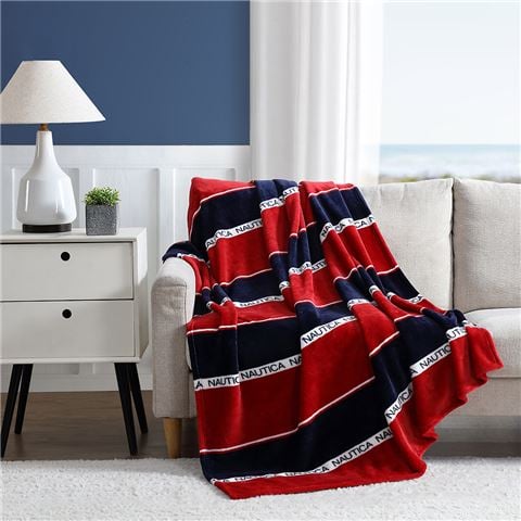 Nautica - Bellcastle Throw Navy/Red 130x170cm