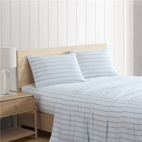 Nautica - Camp Stripe Washed Sheet Set Queen 4pce