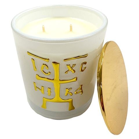 Candle Bar - Livani ICXC White Candle w/Lid