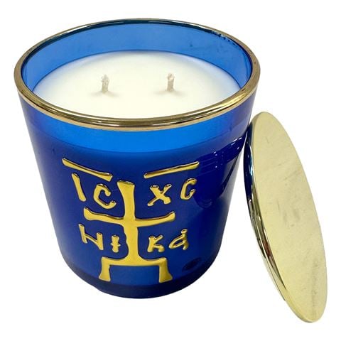 Candle Bar - Aegean Nights  ICXC Blue Candle w/Lid