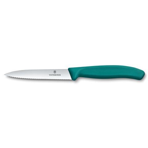 Victorinox - Swiss Paring Knife Pointed Wavy Green 10cm