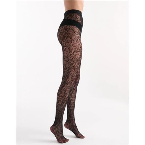 Levante - Aurora Floral Net Tights Nero Small/Medium