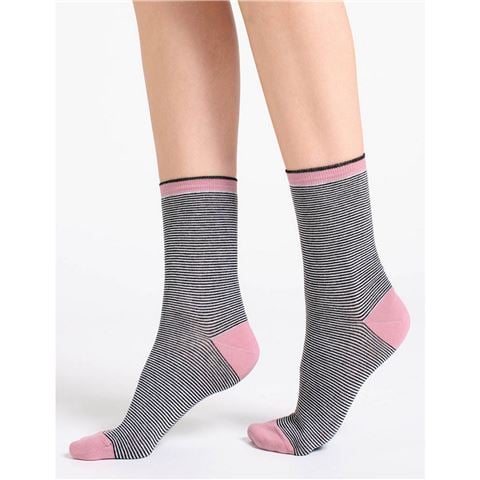 Levante - Lina Fine Stripe Crew Socks Black One Size