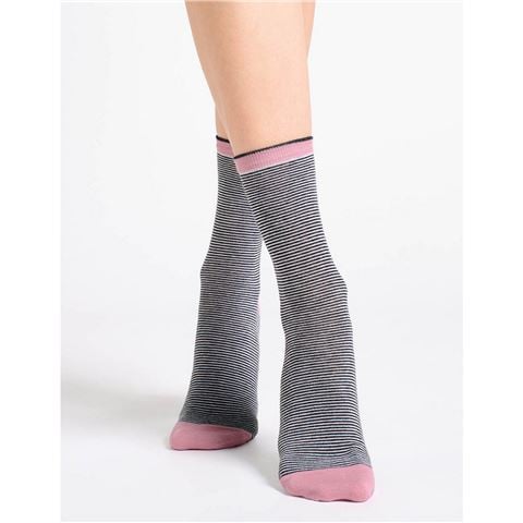 Levante - Lina Fine Stripe Crew Socks Black One Size